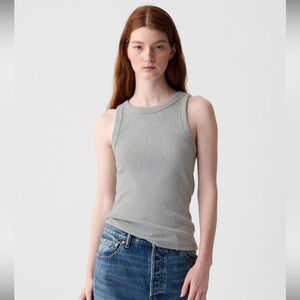 Grey Gap modern rib halter tank top